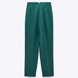 Zara High Waisted Trouser Dark Green Work Pants